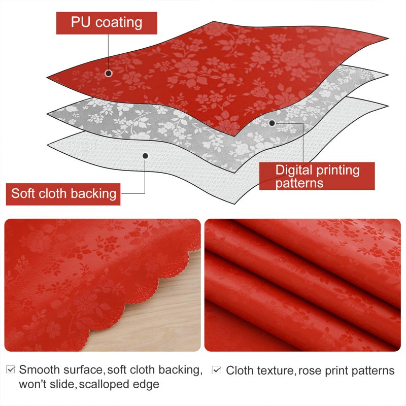 Smiry Round Table Cloth, Waterproof Heavy Duty Vinyl Tablecloths, Wipeable Washable Table Cover for Christmas, Kitchen and Dining Room (Red, 60" Round) - Image 3